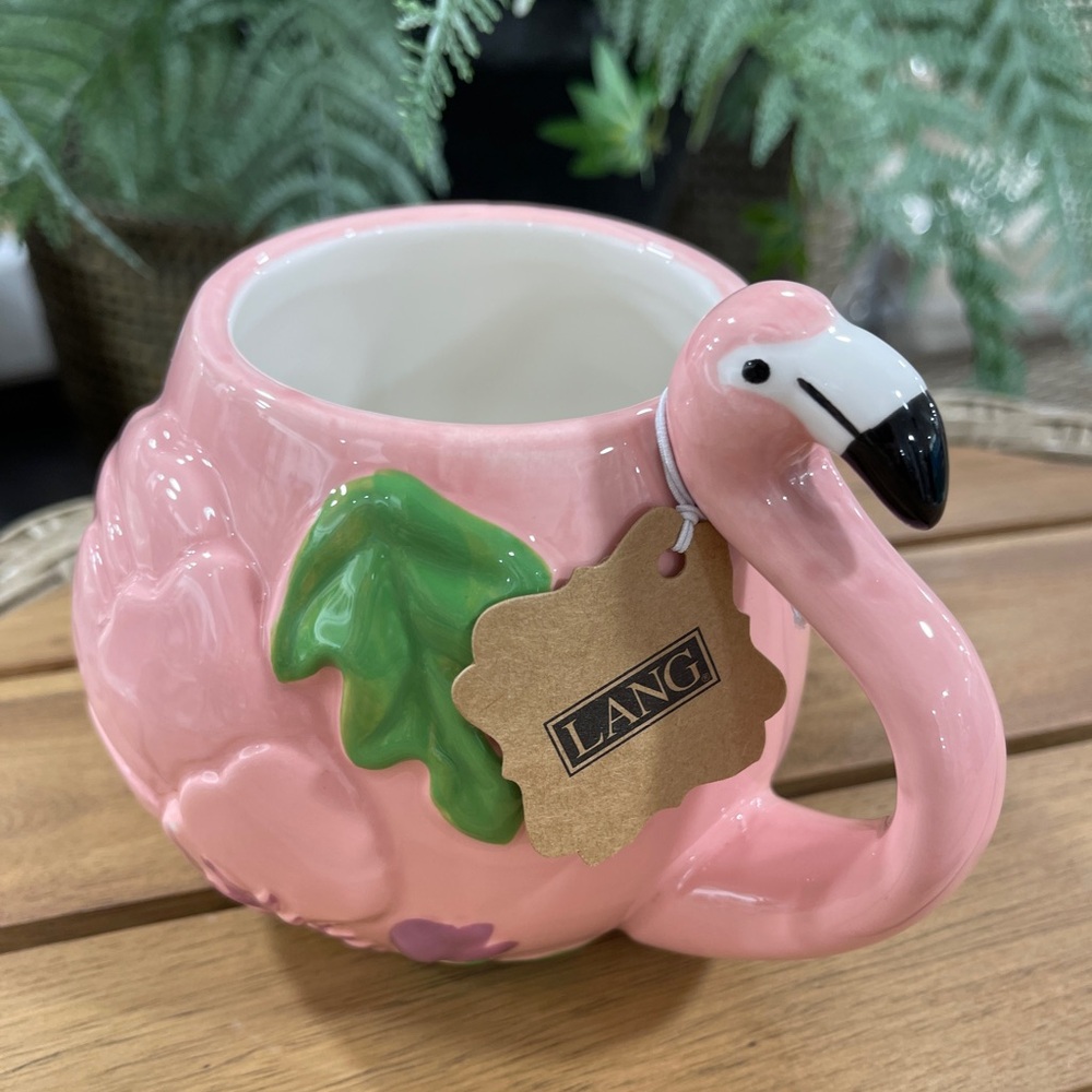 Pink Flamingo Figural Lang Handpainted Ceramic Coffee Mug NWT